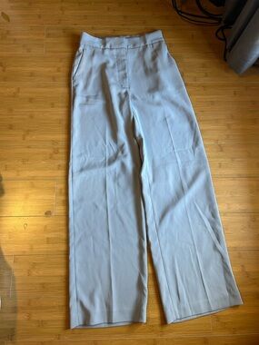 Quince Stretch Wide Leg Pants in Light Gray
